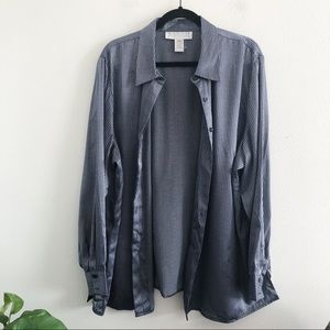 VINTAGE Y2K printed shiny satin button up blouse